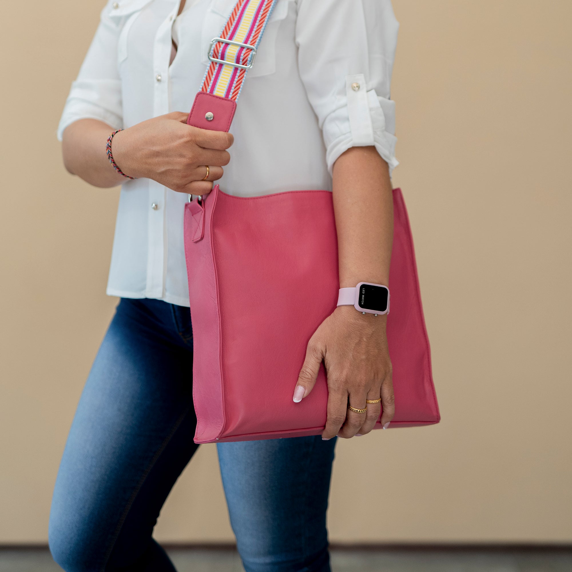 Women Solid Maroon & Pink PU Detachable Sling Strap Regular Laptop